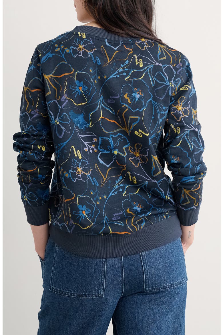 Bright Wave Organic Cotton Sweatshirt, Alternate, color, DRAWN FLORAL MARITIME