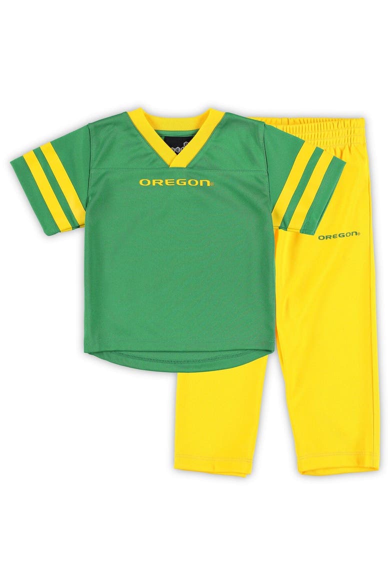 Infant Green/Yellow Oregon Ducks Red Zone Jersey & Pants Set, Main, color, Green