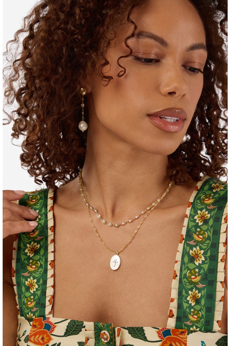 Faux Pearl Chain Necklace, Alternate, color, GOLD