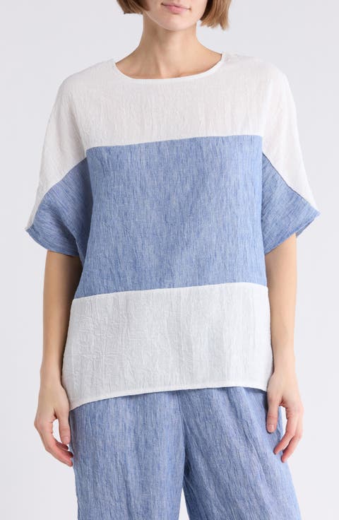 Colorblock Short Sleeve Cotton Top