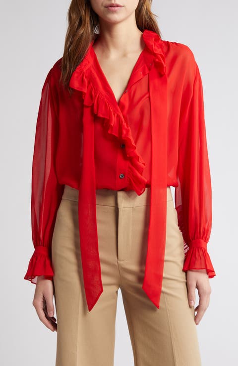 Ruffle Silk Shirt