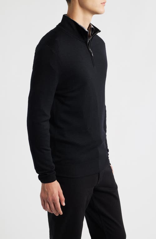 Canali Quarter Zip Wool Blend Sweater In Black