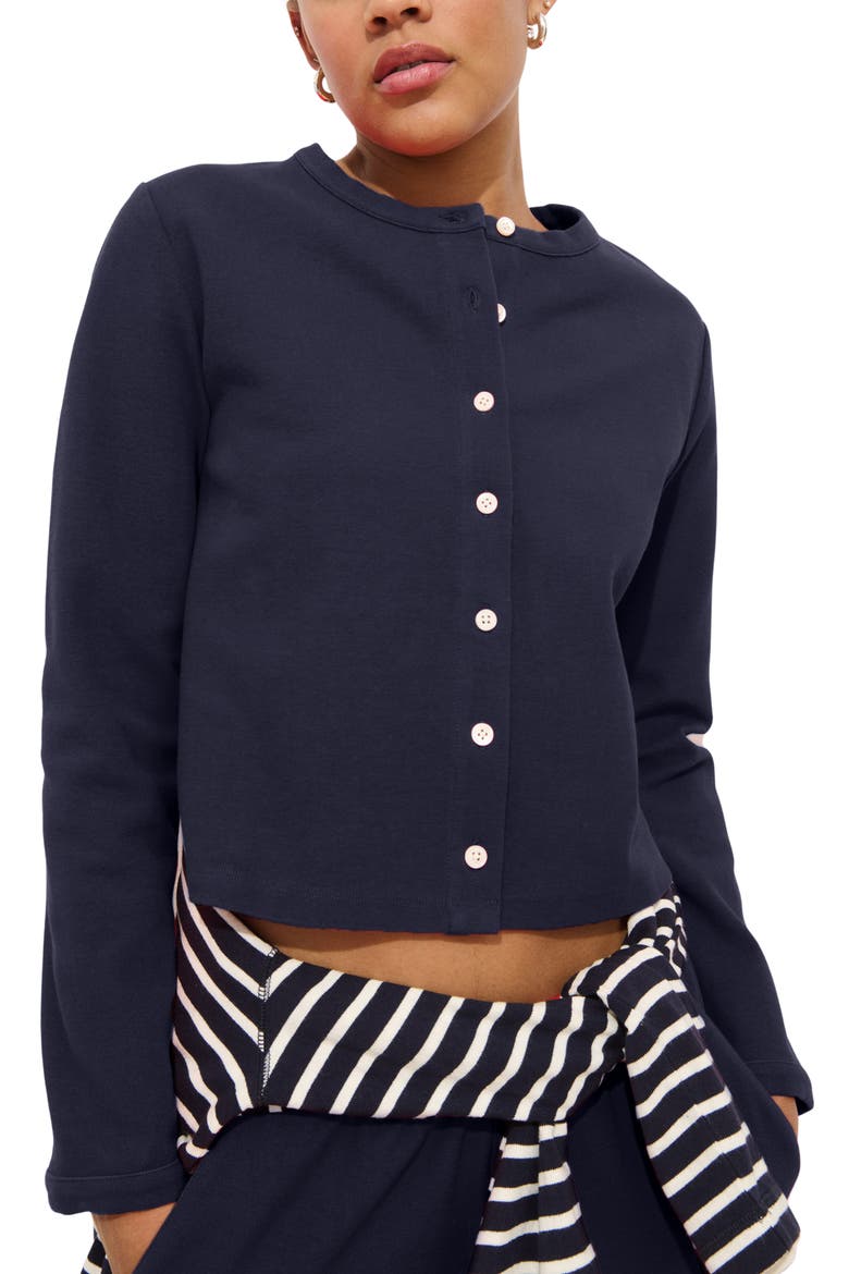 Coco Sport Stretch Cotton Cardigan, Main, color, NAVY NIGHT