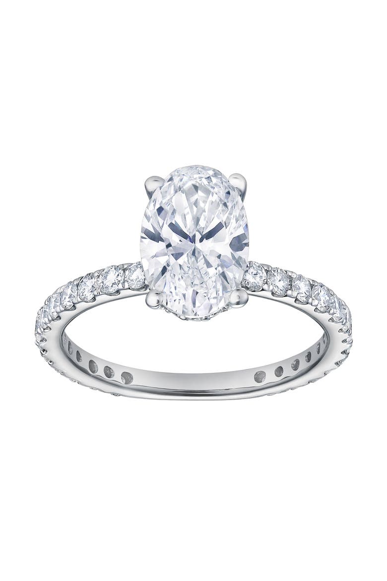 Eliana 14K White Gold Oval Lab Grown Diamond Hidden Halo Engagement Ring - 2 Ct, Main, color, 14K White Gold