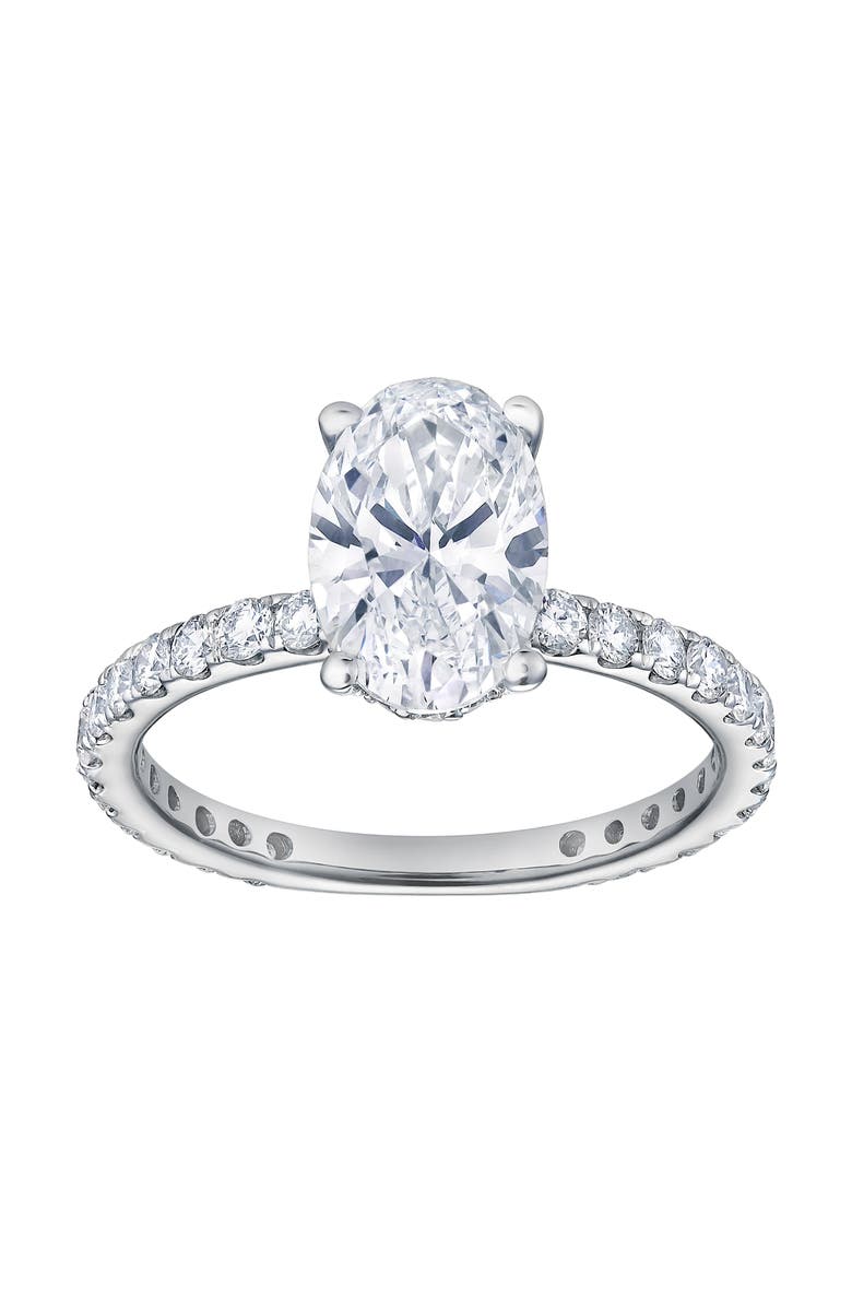 LuvMyJewelry Eliana 14K White Gold Oval Lab Grown Diamond Hidden Halo Engagement Ring - 2 Ct, Main, color, 14K White Gold