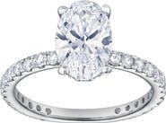 LuvMyJewelry Eliana 14K White Gold Oval Lab Grown Diamond Hidden Halo Engagement Ring - 2 Ct