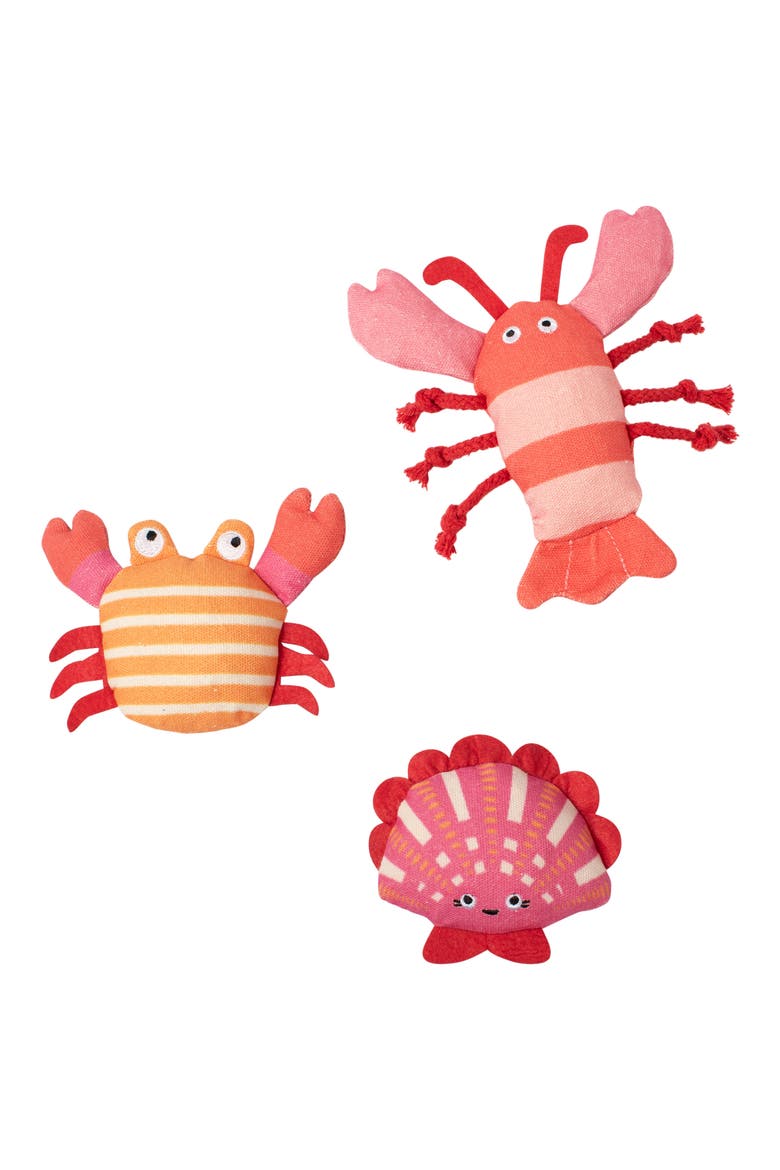 Current Obsession Set of 3 Squeaker Dog Toys, Main, color, PINK/ ORANGE MULTI