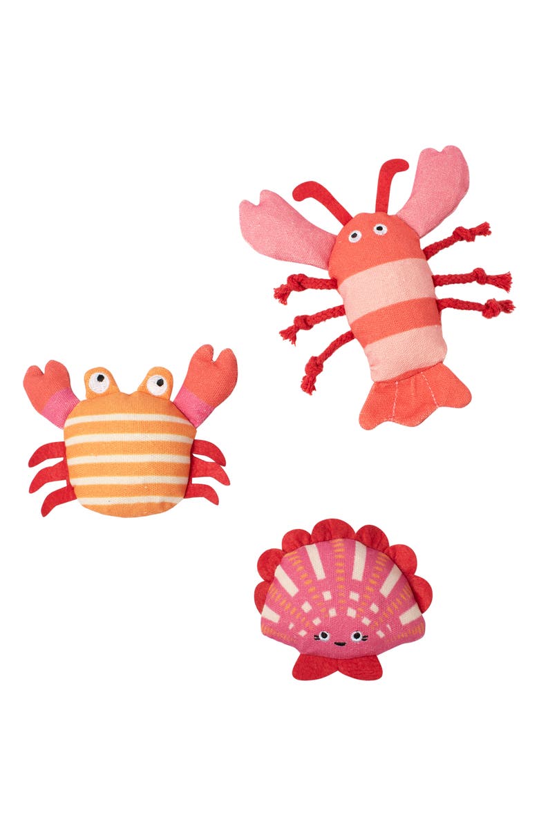 Fringe Studio Current Obsession Set of 3 Squeaker Dog Toys, Main, color, Pink/ Orange Multi