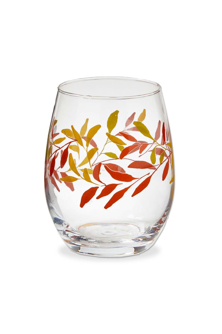 Autumn Botanical Stemless Wine Glasses Multicolor Drinkware, Main, color, Multicolored