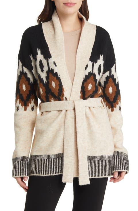 Shawl Collar Tie Waist Cardigan