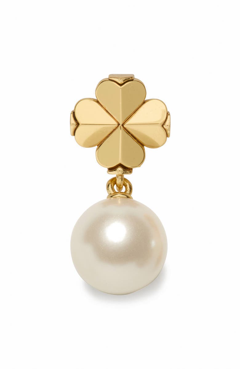 Kate Spade New York spade flower faux pearl drop earrings, Alternate, color, White Gold.