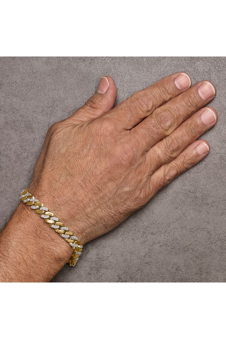 Silver 1/2 Cttw Diamond Cuban Curb Chain Bracelet, Alternate, color, Yellow Gold over Silver