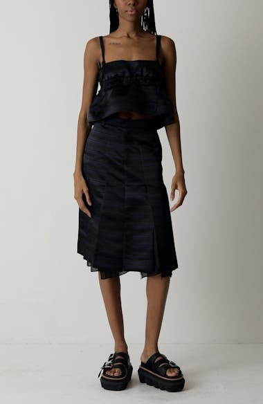 Sacai Pleated Horizontal Stripe Skirt | Nordstrom