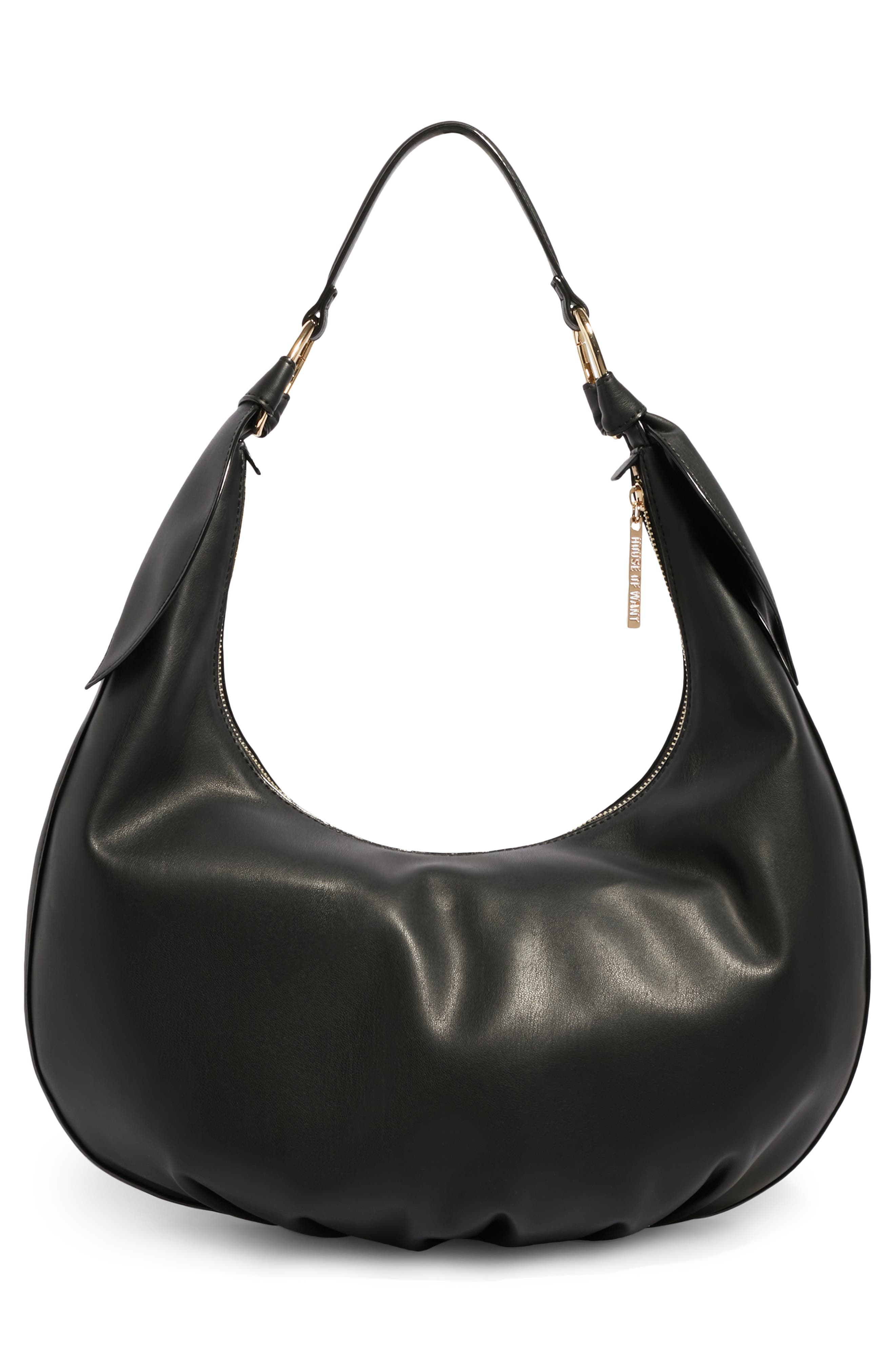 H.O.W. We Saunter Vegan Leather Hobo Bag, Alternate, color, NOIR
