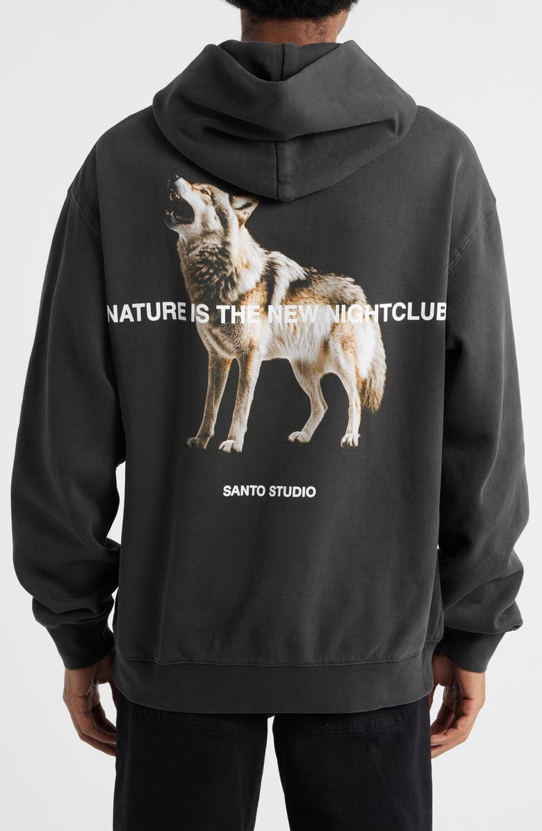 SANTO STUDIO Wolf Night Club Graphic Hoodie, Alternate, color, 