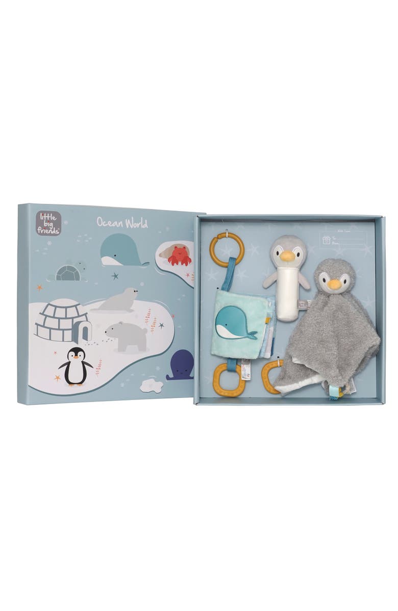 Little Big Friends Ocean Baby Gift Box Set - Comforter, Rattle & Soft Book | Newborn Sensory Toy Gift Set, Main, color, Ocean
