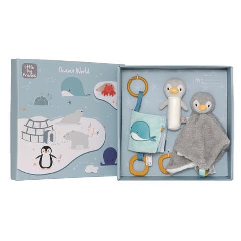 Ocean Baby Gift Box Set - Comforter, Rattle & Soft Book | Newborn Sensory Toy Gift Set