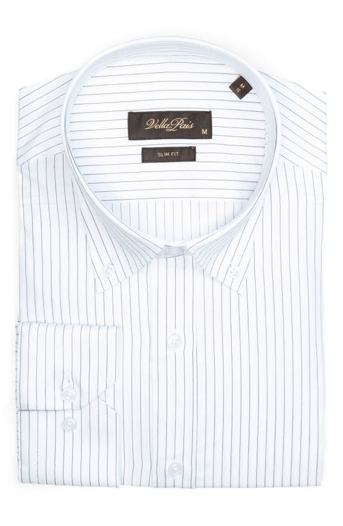 Vellapais Stripe Cotton Slim Fit Button Down Shirt In White