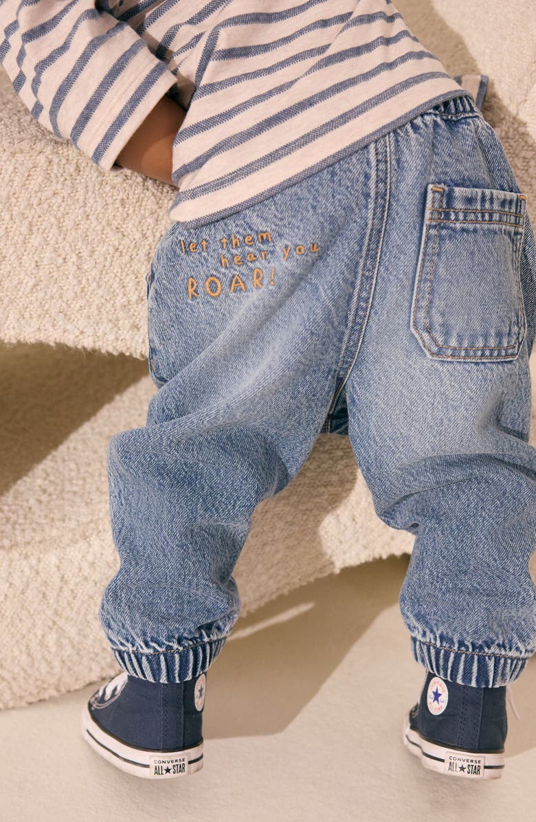 NEXT Kids' Laser Stripe Lion Jeans, Alternate, color, Blue