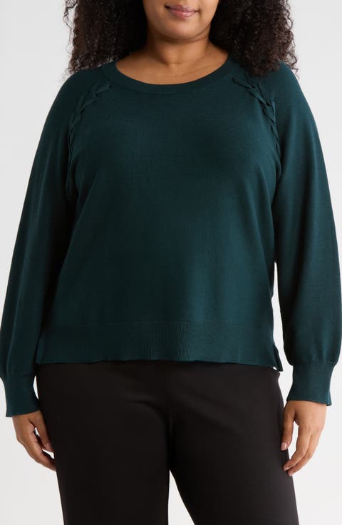 Dolman Lace-Up Sweater (Plus)