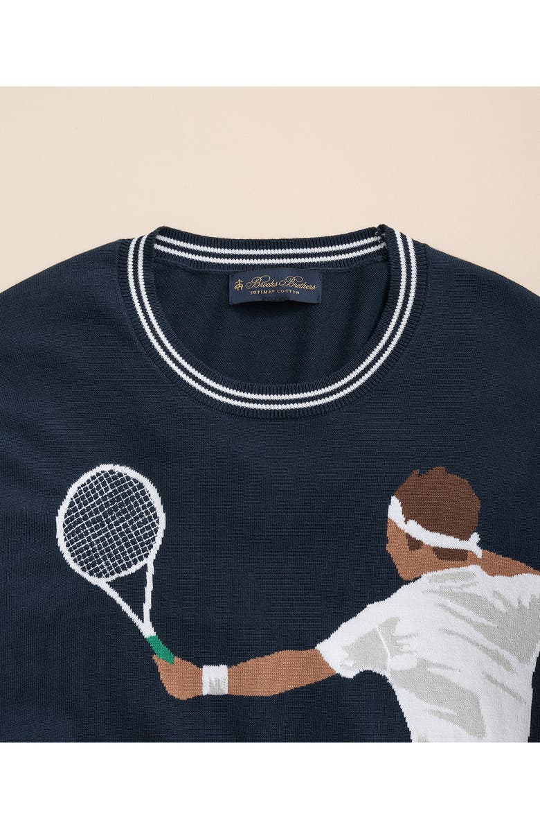 Brooks Brothers Tennis Intarsia Crewneck Sweater, Alternate, color, 