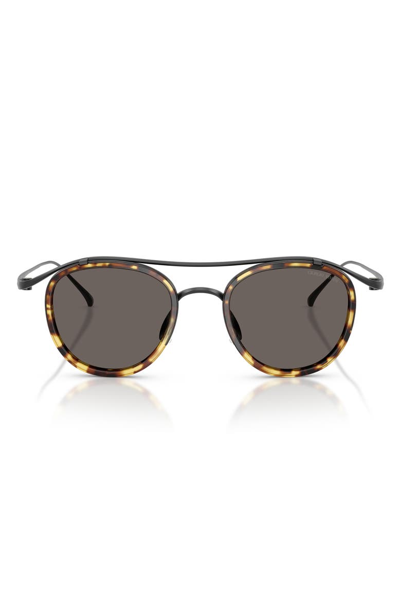 ARMANI 46mm Round Sunglasses, Main, color, Matte Black / Dark Grey