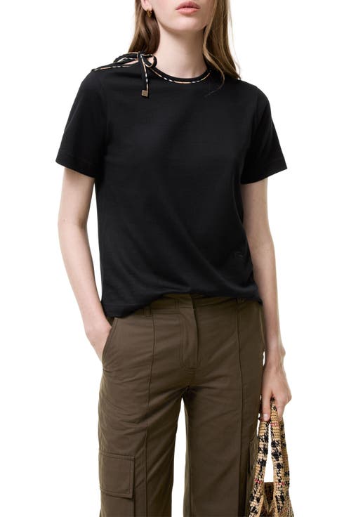 Frankie Check Bow Neck T-Shirt