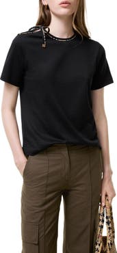 Burberry Frankie Check Bow Neck T-Shirt