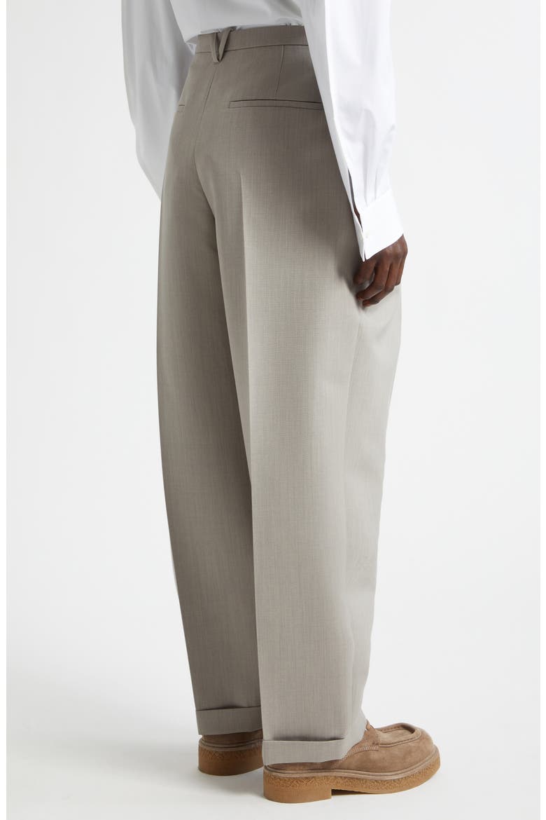 Pleated Dry Wool Mélange Toile Trousers, Alternate, color, 1105 STONE MELANGE