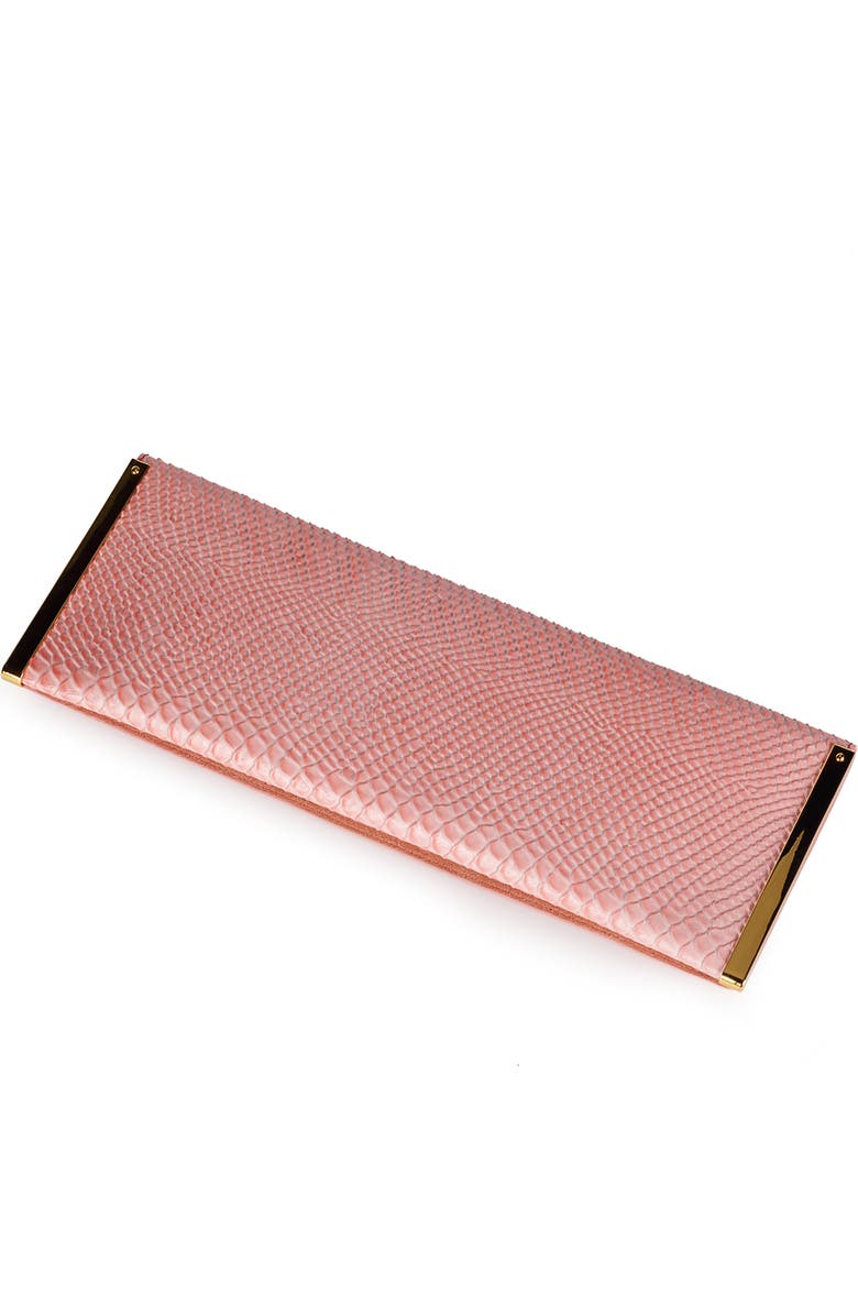 Jeffrey Campbell Halo-C Leather Clutch, Alternate, color, Pink Snake