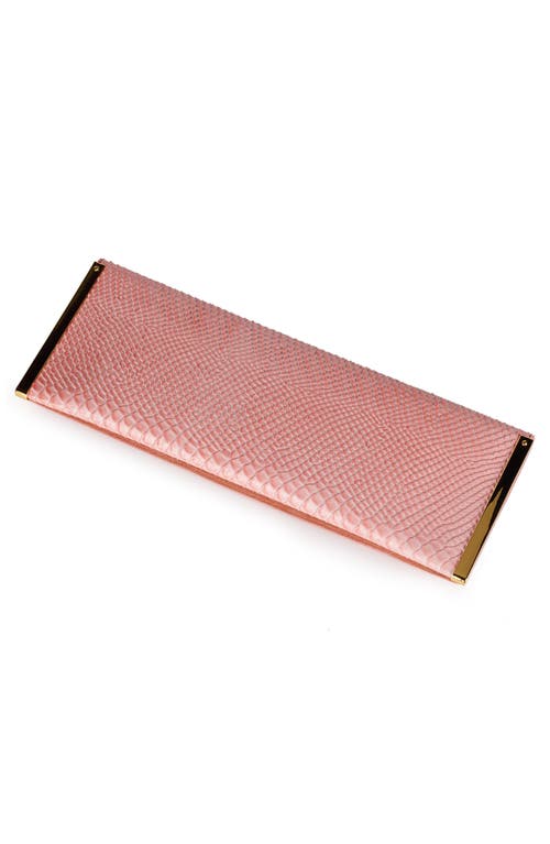 Jeffrey Campbell Halo-c Leather Clutch In Pink Snake