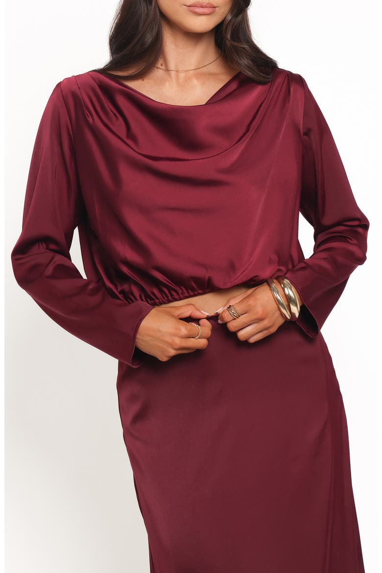 Catherine Satin Crop Top & Maxi Skirt Set, Alternate, color, BURGUNDY