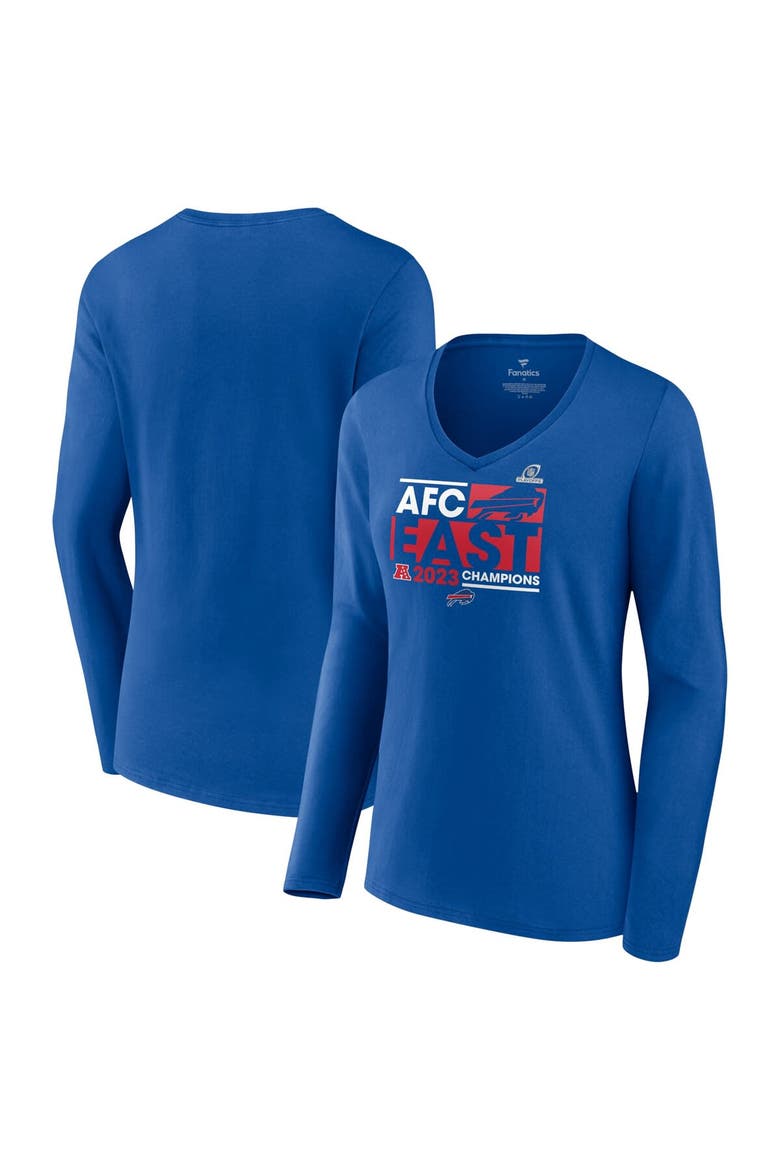 Women's Fanatics Branded  Royal Buffalo Bills 2023 AFC East Division Champions Conquer Long Sleeve V-Neck T-Shirt, Alternate, color, Royal