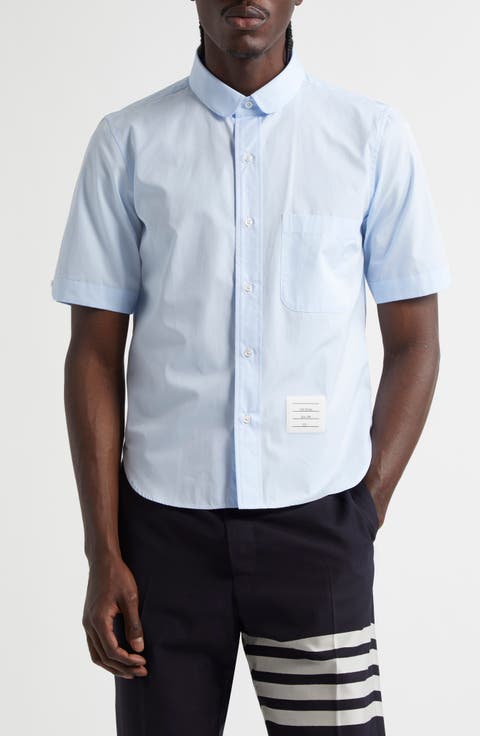 Straight Fit Cotton Poplin Button-Up Shirt