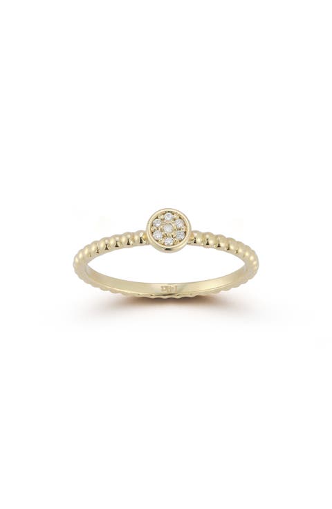 14K Gold Diamond Beaded Ring