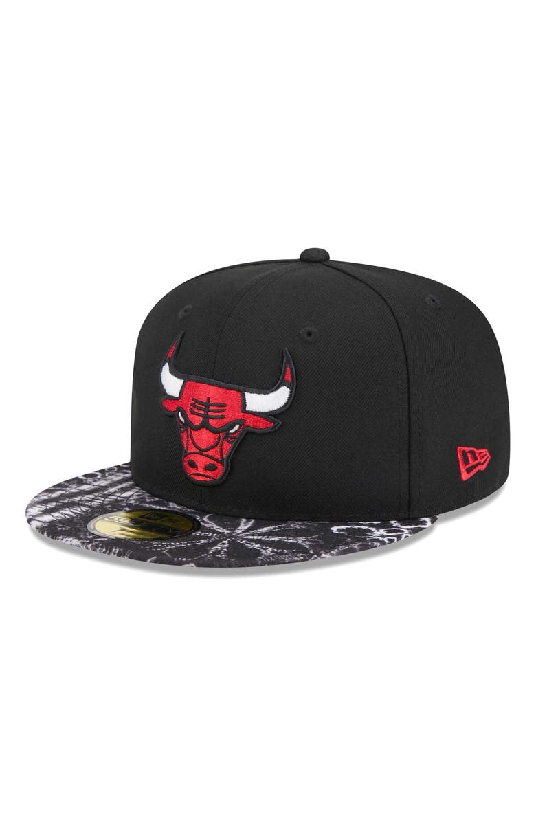 New Era Men's New Era Black Chicago Bulls Coral Reef Visor 59FIFTY Fitted Hat, Main, color,