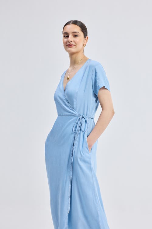 Reistor Maxi Wrap Dress In Ocean Blue