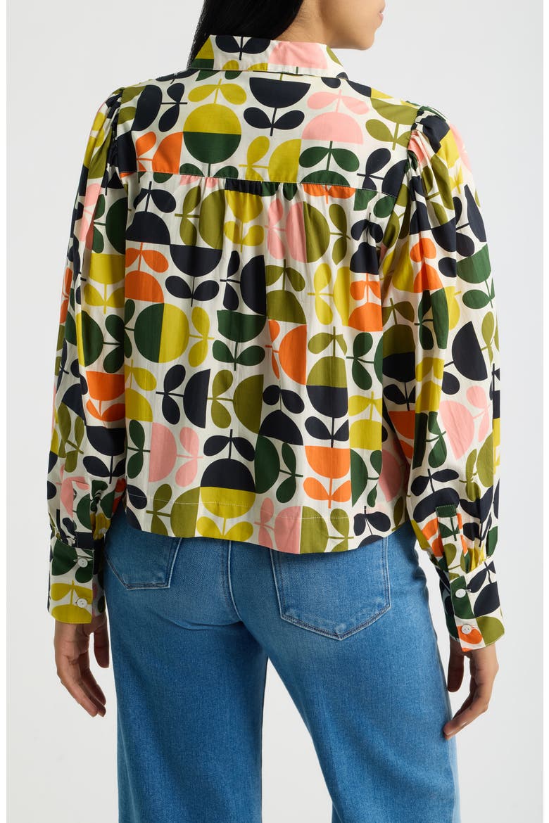 Puff Sleeve Cotton Shirt, Alternate, color, CITRUS MULTI