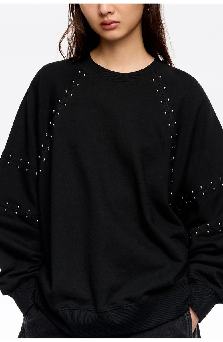 Bimba y Lola Studded Sweatshirt, Alternate, color, Washed Black