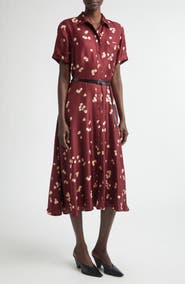 Altuzarra Kiera Petal Print Belted Silk Shirtdress