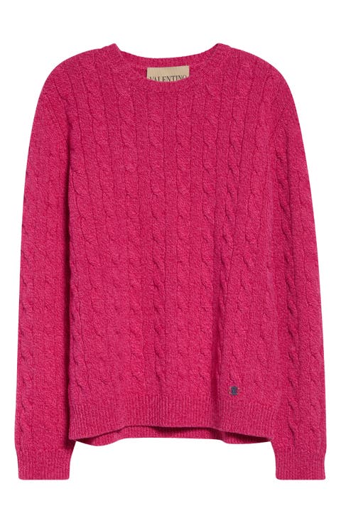 Cable Knit Wool Crewneck Sweater