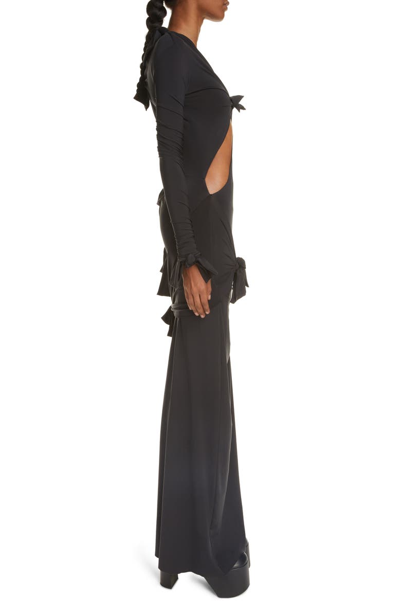 Balenciaga Knotted Cutout Long Sleeve Stretchy Jersey Gown, Alternate, color, 