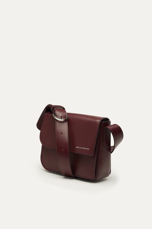 Want Les Essentiels De La Vie Want Les Essentiels Arch Smooth Leather Crossbody Bag In Dark Cherry