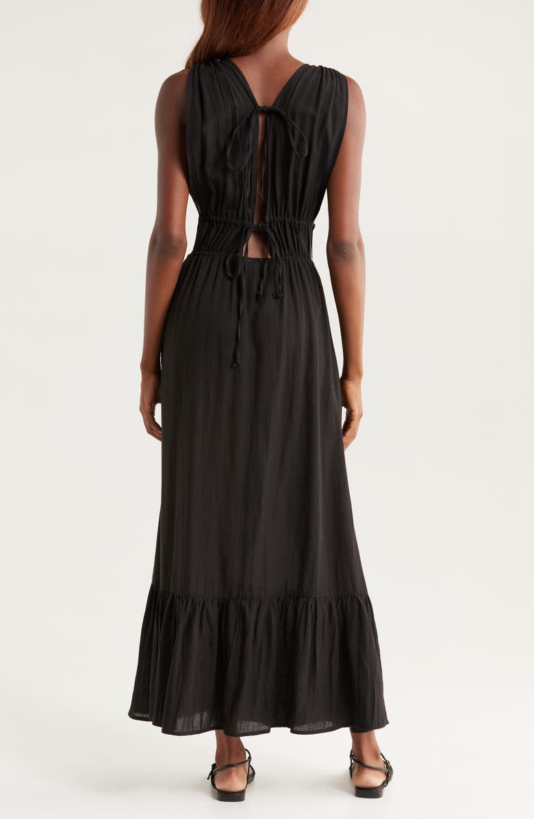 Nordstrom Ruched Plunge Maxi Cover-Up Dress, Alternate, color, Black