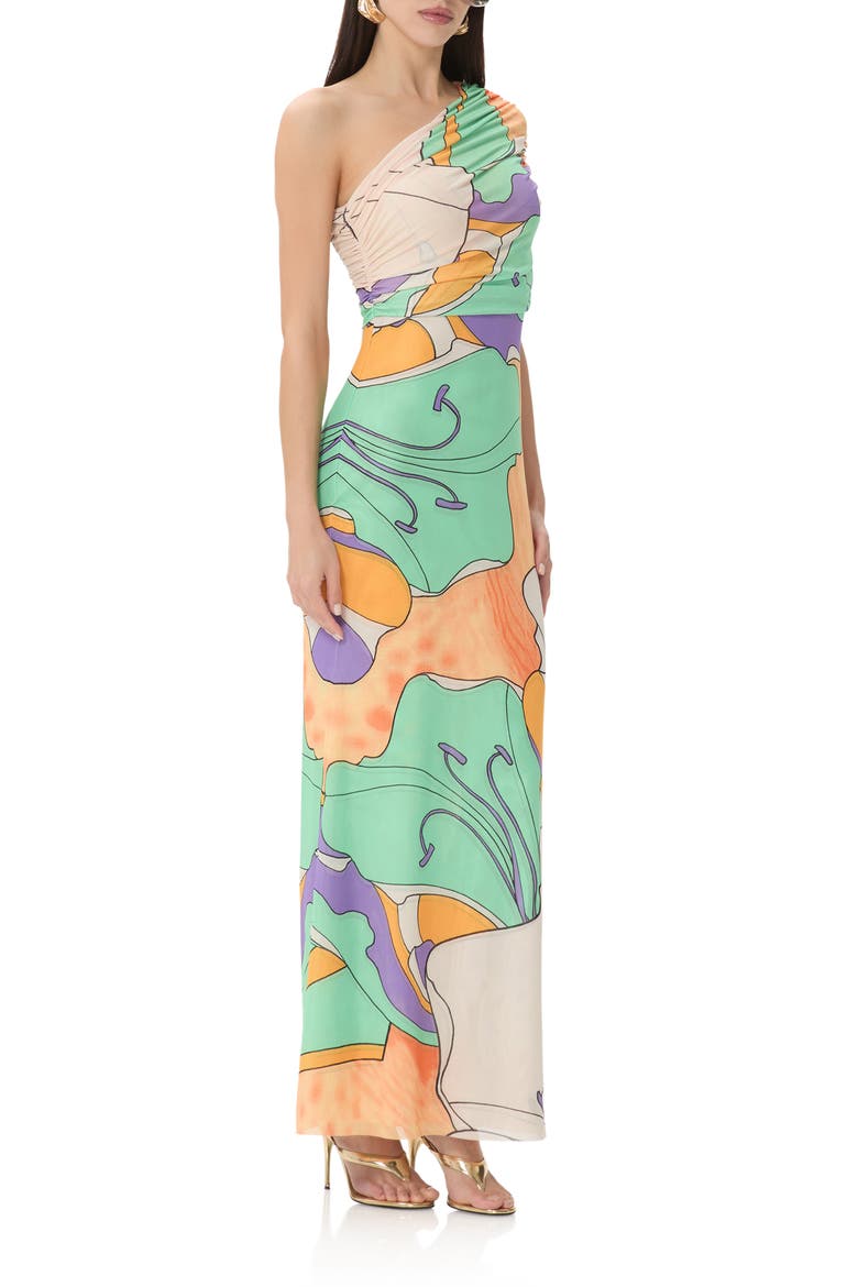 Mirabel One-Shoulder Maxi Dress, Alternate, color, SCARF FLORAL