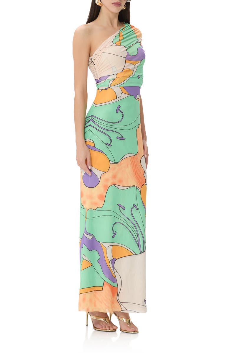 AFRM Mirabel One-Shoulder Maxi Dress, Alternate, color, Scarf Floral