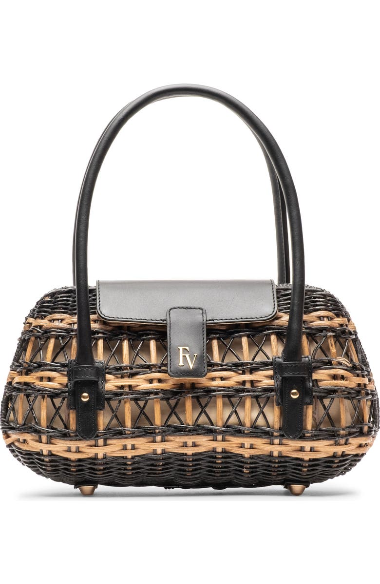 Frances Valentine Tweety Basket Wicker & Leather Handbag, Main, color, Black/ Toast