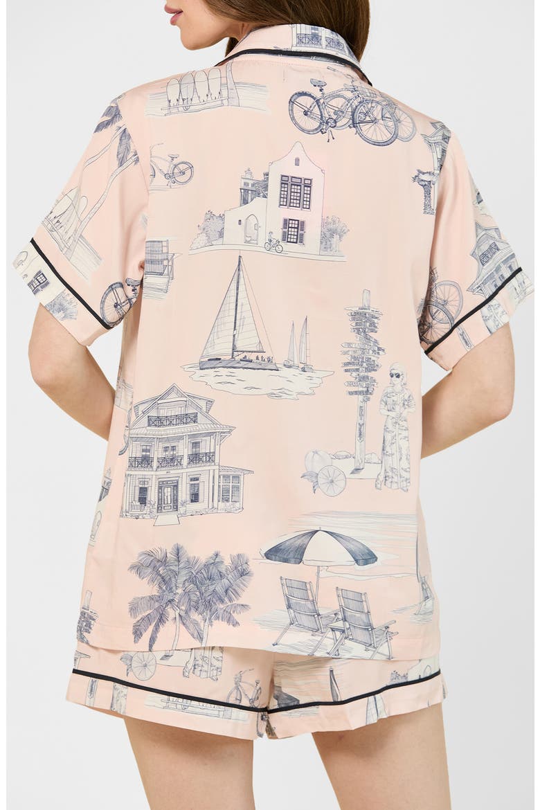 Florida Toile Short Pajamas, Alternate, color, PINK