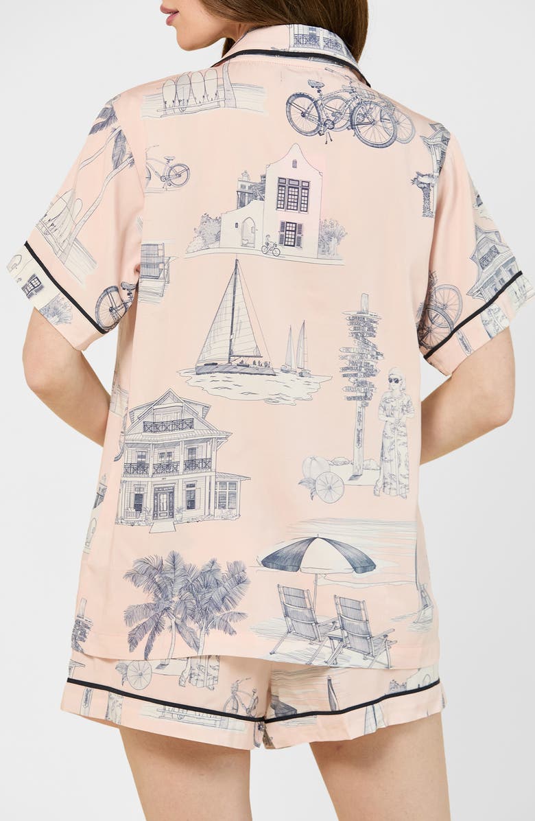 Katie Kime Florida Toile Short Pajamas, Alternate, color, Pink