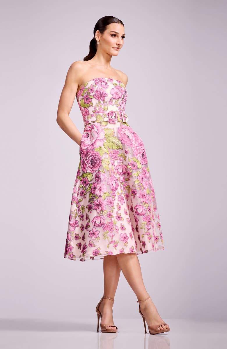 Dress the Population Allegra Brocade Strapless Cocktail Dress, Alternate, color, 